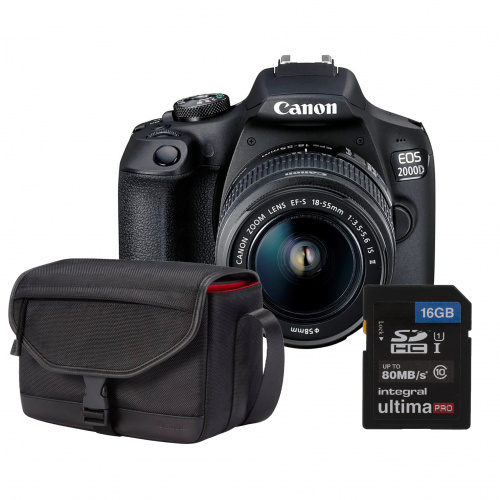 CANON EOS 2000D + 18-55 mm IS II + brašna SB130 + karta 16GB
