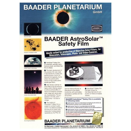 BAADER ASTRO SOLAR SAFETY FILM A4 - sluneční filtr foliový